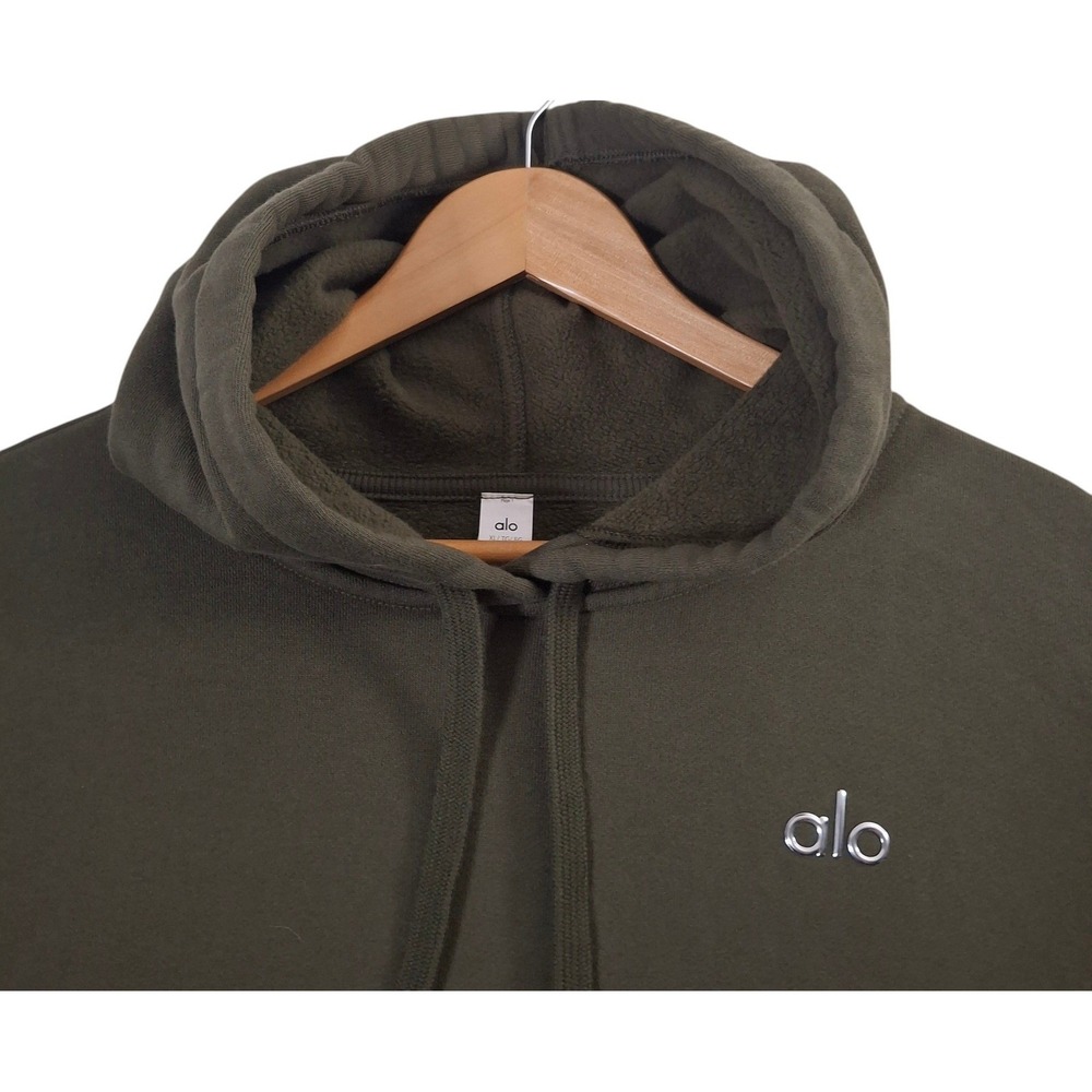 Alo Yoga Accolade Hoodie Adult XL Olive Green Oversized Fleece Sweatshirt - Picture 3 of 7